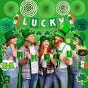 St. Patricks Day Party Decorations Set, Green Lucky Theme Decor with LUCKY Banner, Clover Hanging Swirls with Cutouts, Paper Fans & Tissue Pom Poms, Party Supplies for Home Office Classroom