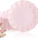 LIYH 20 Pcs 10 Inch Pink Scalloped Plastic Plates Reusable - Unbreakable Plastic Plates for Weddings Party Outdoor Picnics Dishwasher Safe BPA Free (20Guests) Easter Plate
