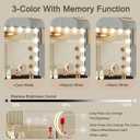 Ratsamee Black Hollywood Vanity Mirror with Lights, 15 Dimmable Bulbs, 3 Color Lights,Make Up Lighted Mirror, Aluminum Metal Frame, USB Charging Port23" x 18"
