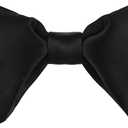 Mens Silk Oversized Bowtie Formal Tuxedo Big Bow Ties (Black)