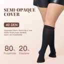 MANZI Plus Size Knee High Socks for Women Nylon Trouser Socks Women 40 Denier Semi Opaque Knee High Stockings (Black, XXXL)