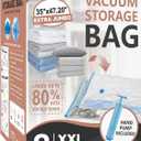 Cozy Essential Vacuum Storage Bags, 80% Compression Vacuum Seal Space Saver Plastic Packaging Bags for Clothes, Blankets, Pillow, Bedding, Comforters, Sealer Clothing Storage,8 XXL Jumbo