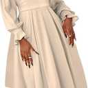 SHINFY Women Fall Plus Size Maxi Dress Casual Long Sleeve A Line Ruffle Pleated Elegant Long Dresses Wedding Cocktail, 1XL