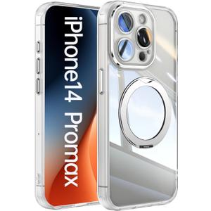 Cutelfon【360° Spin Magnetic Stand Case for iPhone 14 Pro Max Clear