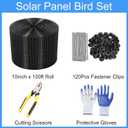 Solar Panel Guard, 10in X 100ft PVC Coated Critter Guard Roll Kit for Solar Panel Wire Screen, Black Pigeon Barrier Netting with 120 Fastener Clips, Cutting Scissor, Gloves
