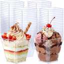 Zubebe 100 Pack 8 Oz Square Plastic Cups, Appetizer Dessert Cups Clear Plastic Disposable Small Tumbler for Ice Cream, Fruit Puddings, Desserts, Appetizers Wedding Party Catering Supplies