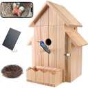 Smart Bird House with Camera, 1080p HD 2.4G WiFi Outdoor Bird Box. Features Auto Capture Bird Video & Motion Detection, Night Vision, App Alerts and Serves as a Bird Nesting Box (Natural, Normal)