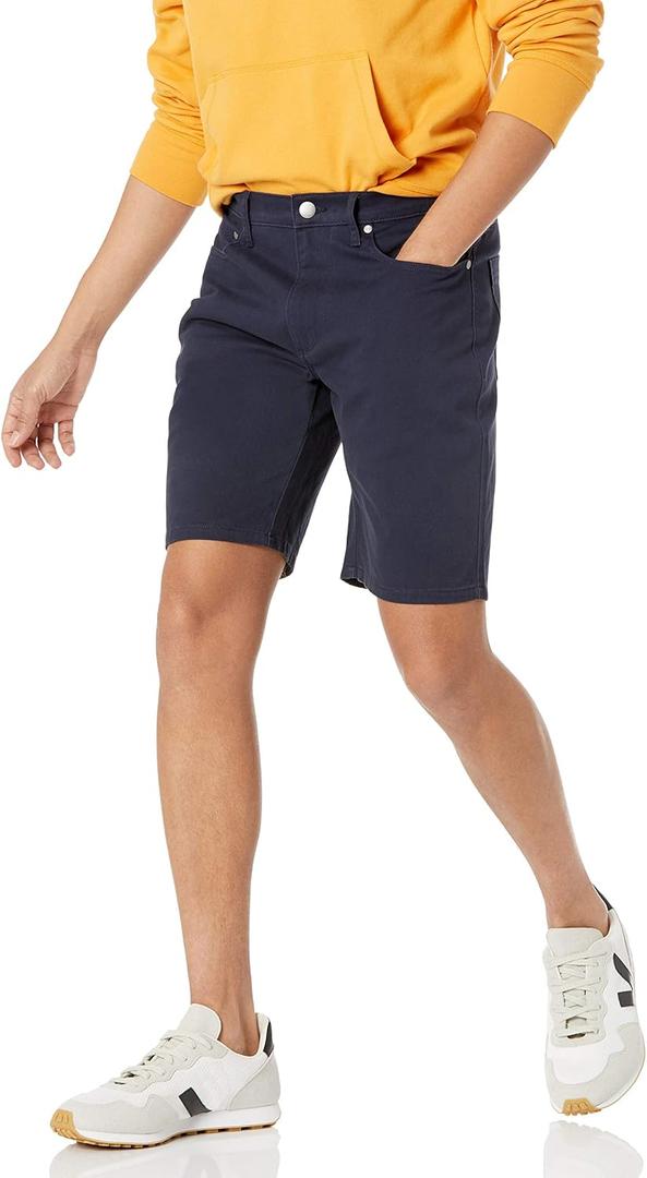 Amazon Essentials Men's Straight-Fit 7" Inseam Stretch 5-Pocket Shorts (33, Midnight Blue)