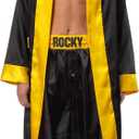 INTIMO Rocky Balboa Men's Film Movie Satin Robe and Short Set (Black, L)