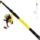 Richcat Fishing Rod and Reel ComboMedium Heavy Poles and Reels Telescopic Rod Kits for Adults 22lb Line Pre-spooled with Spining Reel for Travel Saltwater Freshwater Catfish Bass Fishing, 7.9ft