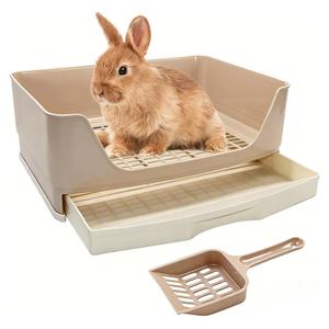 BWOGUE Large Rabbit Litter Box Toilet,Potty Trainer Corner Bedding with Drawer Larger Pet Pan for Adult Guinea Pigs, Rabbits, Hamster, Chinchilla, Ferret, Galesaur, Small Animals(White)