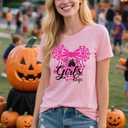 Halloween Ghost Shirts: Magic Kingdom Shirt Women Funny Magic Castle T Shirt Spooky Season Halloween Short Sleeve TeesSmall,Pink (S)