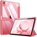 Fintie Hybrid Slim Case for iPad (A16) 11th Generation 11 Inch (2025), iPad 10th Generation 10.9 Inch (2022) - Shockproof Cover with Clear Transparent Back Shell & Pencil Holder, Pink
