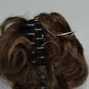 RUWISS Claw Clip Messy Bun Hair Piece Real Human Hair Buns Wavy Curly Chignon Hair Bun Extensions Tousled Updo Hair Buns Claw Clip Ponytail Hairpieces Medium Brown (40g)