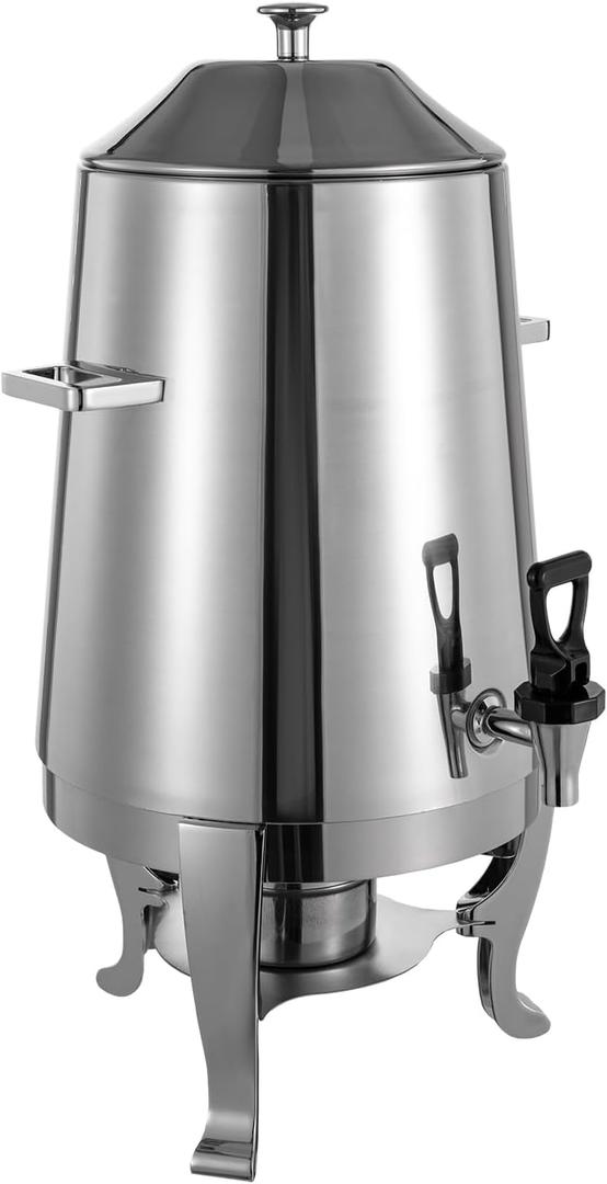 Hot Beverage Dispenser, 3.5 Gallon 110V Stainless Steel Tea Water Juice Urn with Fuel Holder 13L Coffee Chafer Urn Hot Cold Drinks Dispenser for Home, Buffet, Party, Catering (Electric Heating, Silver)