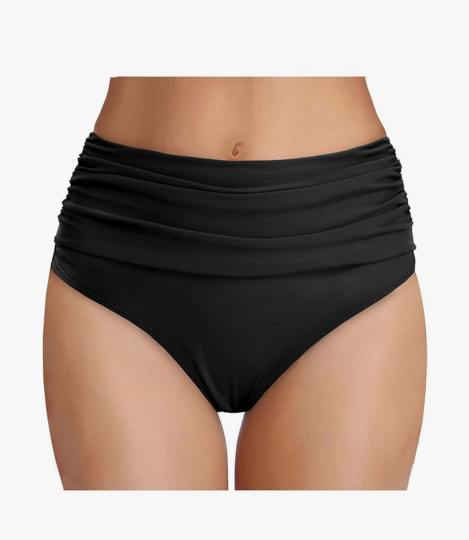 Tempt Me Women's High Waisted Bikini Bottom Tummy Control Ruched Bathing Suit Swim Bottom XXL