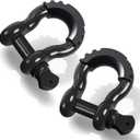 Ohuhu D Ring Shackles 3/4" 2 Pack with Isolators, D Shackle Rugged 20 Ton (44,000 lbs) Maximum Break Strength, 4.75 Ton (9,500 Lbs) Capacity