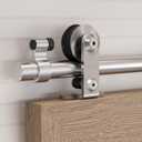 60”/5FT Top Mount Sliding Barn Door Hardware Kit Stainless Steel, Heavy Duty, Smoothly and Quietly, Barn Door Track Fit Max. 31" Wide Single Door, Easy to Install (Panel not Included)