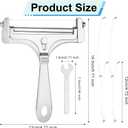 2 x Cheese Slicer Kit, Adjustable Thickness Iron Handheld Cheese Slicer with 4 Extra Wires & Wrench Food Shaver Cutter for Butter Cheddar Mozzarella (Frosted Silver) (Matte color)