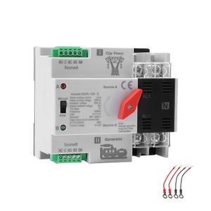 Mini ATS Automatic/Manual Transfer Switch 2P 125A AC110V, 2POLE 125amps ATS Dual Power Transfer Switch for Home Generator,Din Rail Mounted 110V Manual Transfer Switch Fast Transfer