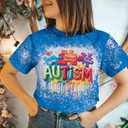 Autism Awareness Shirt Women Autism Shirts Autism Support Tops in April Blue Autism Mom Clothes Special Education Tees (Blue, S)
