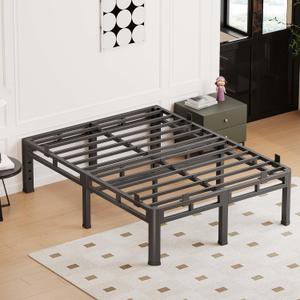 Bed Frame King Size 14 Inch,Metal Platform Double Layer Heavy Duty Base | Easy Assembly,Noise Free,4000lbs Capacity,6 Mattress Slide Stoppers,Round Corner Legs,Headboard Holes,No Box Spring Needed