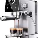 Arecovas Espresso Machine with Milk Frother, 20 Bar Compact Coffee Machine with Touch Screen & 41oz Water Tank for Home Use, Stainless Steel Espresso Coffee Maker for Americano, Cappuccino, Latte (Silver)