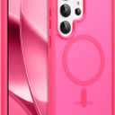 RALEAVO for Samsung Galaxy S23 Ultra Case Strong Magnetic Case [Compatible with Magsafe] Slim Shockproof Protective Phone Cover for S23 Ultra Phone Case with Translucent Hard Back, Hot Pink