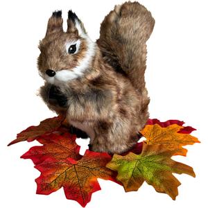 Realistic Squirrel Figurine - Lifelike Plush Tree Rodent with Bushy Tail, Handcrafted Collectible Stuffed Animal for Festive Decorations, DIY Centerpiece, Woodland Home Decor