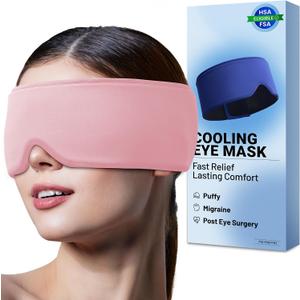 Cooling Eye Mask for Spa Care - Ultra-Flexible Ice Gel for Morning Depuffing & Dark Circles - 360 Eye Coverage - Luxury Self-Care Gifts - Cold Compress for migraines - Reusable Comfortable Pink
