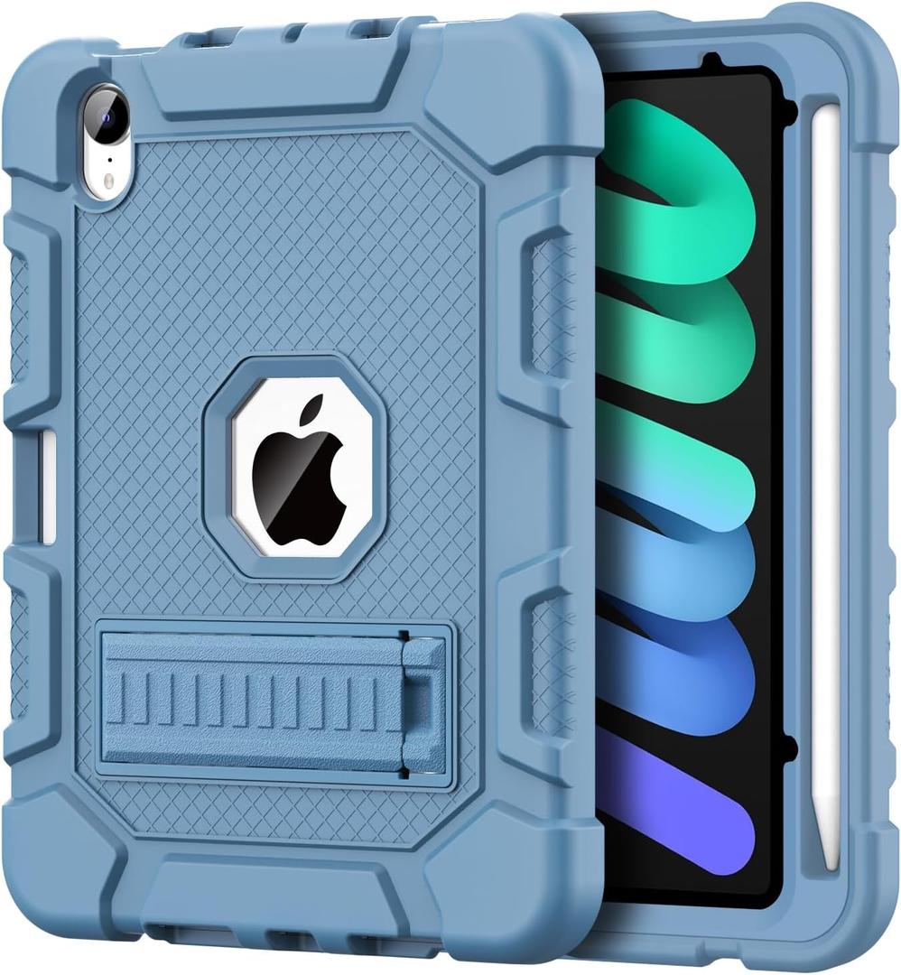 Azzsy Case for iPad mini 7 A17 Pro 2024 / iPad mini 6 2021 8.3 Inch, Heavy Duty Shockproof Rugged Protective Case for iPad mini 7th/ 6th Generation 8.3", Light Blue