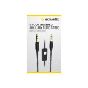 Acoustix 6 Foot Braided Auxiliary Audio Cable 3.5 mm To 3.5 mm Connector Acoustix 6 Foot Braided Auxiliary Audio Cable 3.5 mm To 3.5 mm Connector