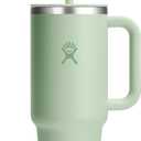 Hydro Flask Travel Tumbler with Handle, Lid and Straw - Insulated Stainless Steel in 40 Oz Aloe Green