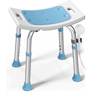 Shower Chair for Inside Shower, FSA/HSA Eligible 400 lbs Adjustable Shower Stool with Suction Feet, Shower Seat for Inside Tub Bathroom Bench Bath Chair for Elderly and Disabled (Light Blue)