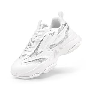 DREAM PAIRS Kids Girls Sneakers Jelly Sole Lace up Shoes Lightweight Walking Shoes for Girls Boys,Size 3 Little Kid,White/Silver,KKUMFN2503