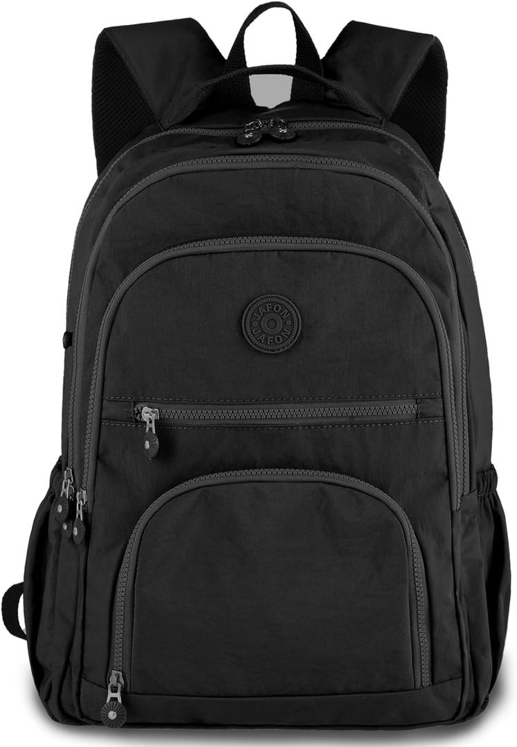 Mini Backpack Large Capacity Casual Nylon Daypack with Adjustable Shoulder Straps, Hand Washable, Water-Resistant, Polyester-Lined Stylish Backpack for Outdoor, Camping, Travel (Black)