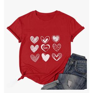 Valentines Shirt for Women Cute Love Heart Tshirts Casual Hearts Graphic Tee Tops for Her, Large