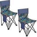 Folding Camping Chair for Adult Lightweight Portable Outside Beach Chair Leaf Blue 2 Pack