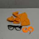 Velma Costume Accessories Set for Women  Halloween Cosplay Kit with Black Glasses, Orange Earrings, Knee High Socks, Magnifying Glass