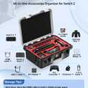 Travel Carrying Case for Nintendo Switch 2 & Accessories, All in One Protective Case, Hard Shell Cases with 12 Game Cards Slots, Waterproof Storage Organizer Box for Dock, Pro Controller-Black