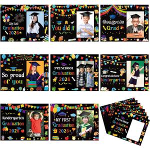 40 Pcs Kindergarten Graduation Picture Frames My First Graduation Paper Photo Frame Gifts Cardboard 2026 Pre-k Preschool Photo Display for Kids Children Congrats Grad Decor(Dark Color)