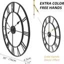 INFINITY TIME Large 30 Inch Wall Clocks for Modern Living Room Decor,Black Metal Roman Numeral Wall Clock Decorative for Dinning Room,Home Office