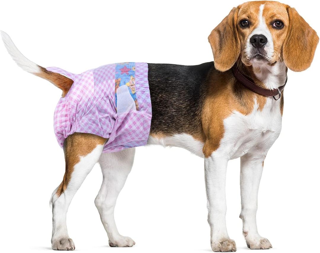Disposable Female Dog Diapers, Puppy Diapers with Adjustable Elastic Waistline for Female Dog or Cat in Heat,Incontinence, Diaper with Wetness Indicator, S-20 Count