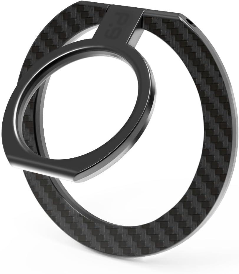 PureGear Magnetic Phone Grip Ring Stand, Magnetic Phone Ring Holder for MagSafe iPhone 16, 16 Pro, 16 Plus, 16 Pro Max, 15, 15 Plus, 14, 14 Pro, 14 Pro Max, 13, 12, Adjustable Kickstand(Carbon Fiber)