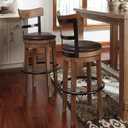 Signature Design by Ashley Pinnadel 30" Modern Swivel Pub Height Barstool, Light Brown
