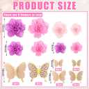 Honoson 22 Pcs 3 Sizes Large Butterfly Party Decorations 3D Giant Pastel Flowers Decors 2 Layer Paper Butterfly 12" 10" 8" Paper Flowers for Birthday Party Wedding Baby Shower Spring(Gold, Purple)