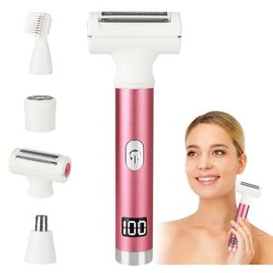 Beanify Electric Shaver for Women Men,Wet & Dry Cordless Electric Razor with 4 Accessories,Rechargeable Beauty Lady Led Display Facial Hair Remover,Smooth & Silky Bikini Trimmer for Body (Purple)