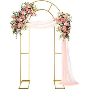 5FT Double Arch Backdrop Stand Metal Open Arch Backdrop Frame U Shaped Wedding Arches for Ceremony Baby Shower Garden Birthday Party Decoration