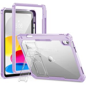 INFILAND Kids Case for iPad A16 11 inch 11th Generation,iPad 10th Generation Case 10.9 Inch, Heavy Duty Shockproof Protective Cover with Stand, Glitter Clear Cute Shell for Girls, Women (Solid Purple)