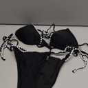 SUUKSESS Women Cheeky Halter String Bikini Sets Sexy Triangle Two Piece Swimsuit High Cut Bathing Suit (Black, M)
